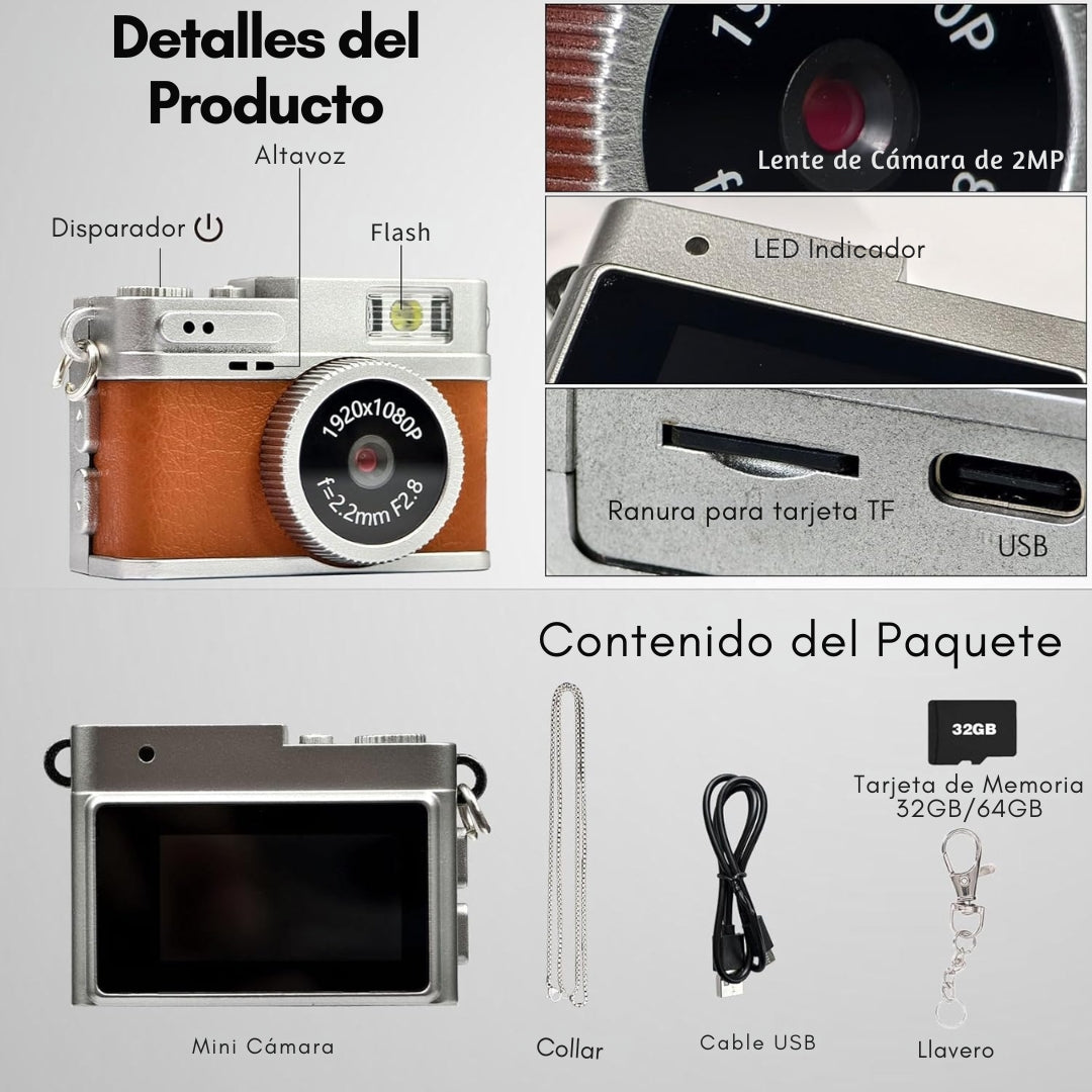 Cámara Digital Compacta con Estilo Vintage